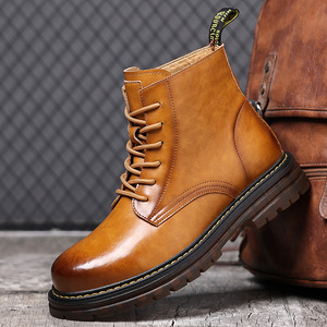 Bottes <span class=keywords><strong>Chelsea</strong></span> montantes pour hommes, hiver, mi-mollet, doublées de polaire, chaudes, décontractées, rétro, tendance, semelle en caoutchouc, style décontracté - Product Image 2