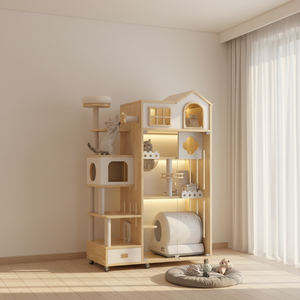 Villa pour chat moderne et élégante, style château, motif animalier, en bois, pour intérieur, de haute qualité et au meilleur prix - Product Image 1