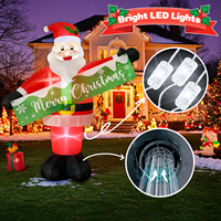Santa Claus Inflable Gigante de Navidad con Pancarta Iluminada con LED, Decoración para Jardín Exterior, Accesorios para Fiestas Navideñas