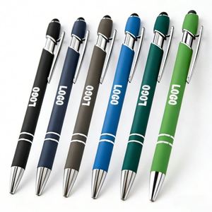 Wholesale Business Branded <b>Gift</b> Writing Personalized Soft Touch Promotion Custom Ball Point Metal <b>Pen</b> With Stylus Logo Printed - Product Image 1