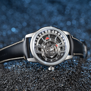 Orologio meccanico con <span class=keywords><strong>rotore</strong></span> dal Design originale obblvlo da uomo con cinturino in carbonio forgiato luminoso ad alta tecnologia JM-ROTOR - Product Image 1