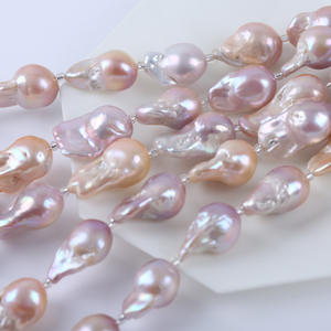 Perlas Barrocas de Agua Dulce Blancas de 13-16 mm, 18 cm, Barra Corta, Naturales, para Joyería DIY, Perlas Sueltas Púrpuras - Product Image 4