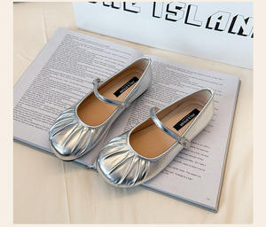 Zapatos Planos Estilo Coreano para Mujer, Diseño Plisado, Color Sólido, Talla Grande para Otoño, Primavera y Verano, Ajuste Amplio para Pies Anchos - Product Image 6