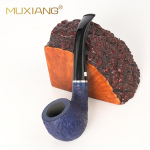 Muxiang Wood Carved Bent Tobacco Pipe 9mm Carbon Filter Smoking Pipe - Product Image 1
