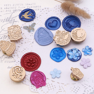 Retro 3d <span class=keywords><strong>in</strong></span> rilievo capitolo sigillo di cera timbro testa a forma di rame stile europeo rosa tulipano conto a mano - Product Image 4