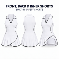 Robe de sport pour femme personnalisée à col, sans manches, avec passepoil, pour le tennis et l'entraînement de golf, avec short intégré