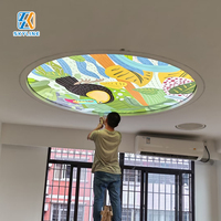Plafond tendu en PVC, boîte à lumière, cadre en aluminium, éclairage LED, anti-poussière, ignifuge, ovale, pour écoles, centres commerciaux, décoratif