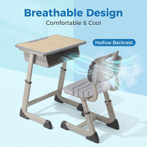 Ensemble de chaise et de bureau pour étudiants, ergonomique, respirant, réglable en hauteur, pour adolescents, pour la maison, la salle de classe, l'étude - Product Image 2