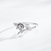 Tout nouveau Rose fleurs bague haute qualité 925 bague en argent Sterling Simple Center Zircon anneaux pour les femmes cadeau de fête