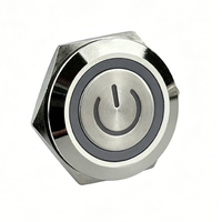 Bouton-poussoir momentané ultra-fin en métal 19MM 1A étanche IP65 1NO 4 broches avec indicateur LED pour appareils électroménagers