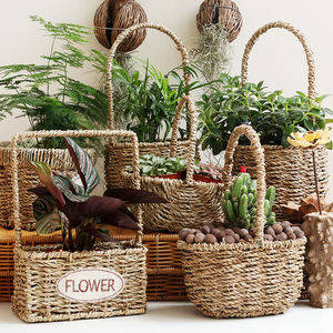 Usine Nouveau Rotin Seagrass Formes Rondes Paniers De Rangement <span class=keywords><strong>Plante</strong></span> Fleur Panier - Product Image 1