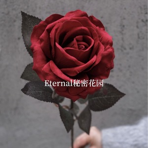 Rosa de Terciopelo Secret Garden, Flor de Seda Roja de una Sola Cabeza, Decoraciones de Pared para Bodas - Product Image 5
