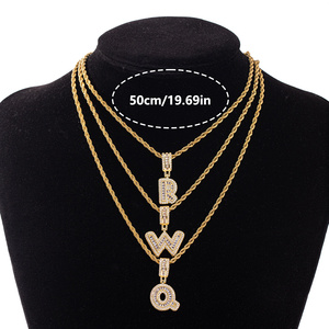 Collier en acier inoxydable avec pendentif lettre 26 en zircone incrustée de cuivre, chaîne torsadée, style hip-hop et minimaliste, Saint-Valentin - Product Image 4