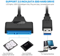 Cable USB 3.0 a SATA de 22 pines para disco duro, 7+15 pines, plástico ABS, conector de intercambio en caliente para disco duro/SSD de 2.5 pulgadas, adaptador convertidor para portátil/escritorio