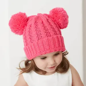 1-5Y sombrero bebé sombrero pompón invierno de los niños de punto lindo sombrero para niñas Casual Color sólido chicas sombrero bebé sombrero