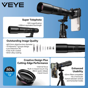 Miglior Kit di Lenti Teleobiettivo per Telefono Cellulare, Lunga Focale 50X, Potente Lente Monoculare Teleobiettivo con Treppiede per Smartphone - Product Image 4