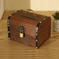 Tirelire rustique en bois pour enfants, coffre au trésor en bois avec serrure, boîte à économies vintage en bois, vente en gros d'usine