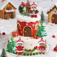 Décoration de gâteau de Noël 7 pièces : ours, sapin de Noël, décorations de fête de Noël, toppers de gâteau de Noël