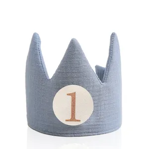 Wholesale 1-6 Years Old Cotton Birthday Hat Crown Baby Birthday Party Decoration for Baby