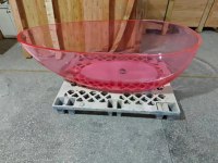 Baignoire ovale autoportante en résine transparente de style moderne, écologique, durable, ultra-claire, pour salle de bain intérieure avec drain