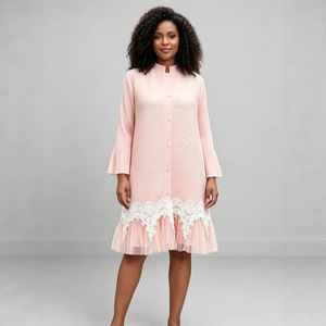 Robe plissée décontractée Miyake PY 2026 avec dentelle blanche et volants, coupe ample, grande taille, style occidental, vêtements pour femmes, vente en gros - Product Image 3