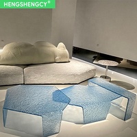 Table à thé en cristal irrégulière de luxe italienne pour villa meubles de salon café moderne en acrylique ondulation de l'eau
