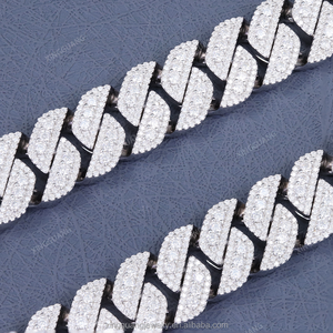 GRA 인증 925 실버 쿠반 링크 목걸이 아이스드 아웃 15mm 힙합 VVS 모이사나이트 쿠반 체인 (남성용) - Product Image 4
