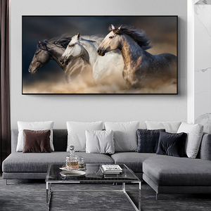 Lienzo grande pintura corriendo caballos carteles impresión pared pintura arte imagen para sala de estar dormitorio - Product Image 2