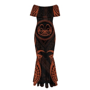 Marquesas island – robe de polynésie française pour femmes, épaules dénudées, moulante, Maxi, à volants, robes de fête de mariage, MOQ2 - Product Image 2