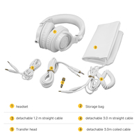 Casque de studio professionnel M50XWH blanc à dos fermé, avec haut-parleurs de 45 mm et 38 ohms, idéal pour l'enregistrement, le mixage, le DJ et les podcasts