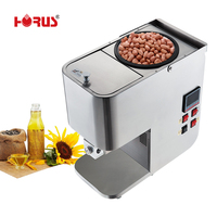 Horus 1000W Commerciële Automatische Schroef 2l Oliepersmachine Voor Pinda Kokos Sesam Maïs Soja 4-5 Kg/u Koud Persen