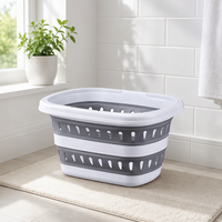Panier à linge pliable ventilé en plastique avec poignées de transport pour la maison, la salle de bain, le camping, le rangement des vêtements