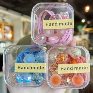 Venta al por mayor de colores de alta elasticidad de verano Sweet6pcs/set banda de goma para el cabello niñas azul mate corazón bola bebé lazos para el cabello accesorios para el cabello - Product Image 3