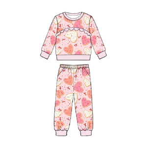 GLP3216 CUSTOM Conjunto de Ropa para Niña con Estampado de Corazón Colorido de San Valentín, Conjunto de Manga Larga al por Mayor para Niña - Product Image 1