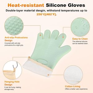 Silicone Oven Mitts Heat Resistant and Antislip Scald Kitchen Oven <b>Gloves</b> Burn Proof Cooking <b>Gloves</b> Proof Oven Mitts - Product Image 5
