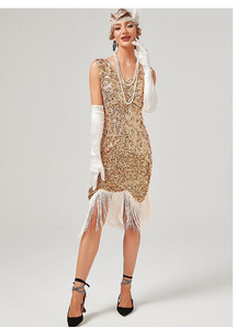 Ecoparty vestido con borlas y cuentas fiesta de baile banquete Gatsby 1920 Vintage lentejuelas vestido Formal <span class=keywords><strong>mujer</strong></span> sin mangas <span class=keywords><strong>traje</strong></span> de tubo - Product Image 6