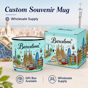 Taza de Café de Cerámica con Diseño de Parque Emblemático de <span class=keywords><strong>Barcelona</strong></span>, España, con Estampado de Dibujos Animados, para Venta al por Mayor, OEM, ODM, Personalizada - Product Image 1