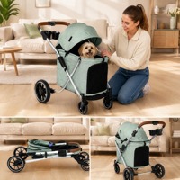 Poussette pliable pour animaux de compagnie One-Touch X1, poussette pour chien et chat avec roues amortissantes, double porte-gobelets, pare-soleil, capacité de charge de 30 kg