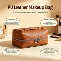 Pochette de maquillage miniature en cuir PU de luxe personnalisée, pochette cosmétique minimaliste de voyage pour femmes, pochette à main portable, organiseur de toilette