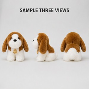 Peluche Personalizzato Beagle Bianco e Marrone Seduto con Orecchie Cadenti e Targhetta Dorata Realizzato su Foto, Regalo di Compleanno, Antistress - Product Image 3