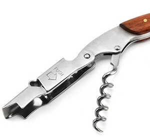 HXY定制白盒式葡萄酒开瓶器现代双铰链杠杆不锈钢木制开瓶器红木品牌酒吧工具 - Product Image 3