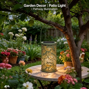 Lámpara <span class=keywords><strong>Solar</strong></span> de Exterior con Diseño de Hojas Huecas, Impermeable, LED Decorativa, Colgante, para Jardín, Patio, Camino - Product Image 2