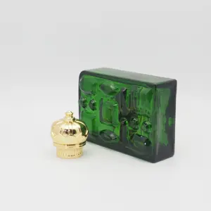 Green Color Coating Glass Bottle 100ML Perfume Glass Bottle Customized Logo Aluminum Plate