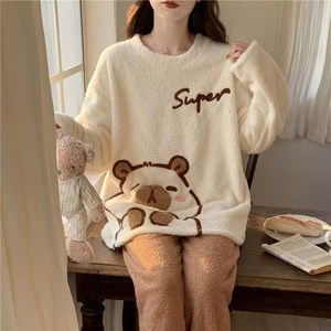 <span class=keywords><strong>Pigiama</strong></span> autunno e inverno da donna <span class=keywords><strong>in</strong></span> <span class=keywords><strong>pile</strong></span> di corallo caldo a maniche lunghe <span class=keywords><strong>pigiama</strong></span> da ragazza carina - Product Image 1