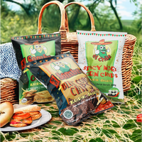 Sac scellé central en plastique jetable imprimé personnalisé avec logo pour bonbons, ananas, pop-corn, biscuits, collations avec logo-pour nouilles à la gelée