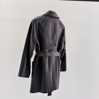 Manteau trench en cuir d'agneau de qualité supérieure pour femme, coupe ample, double boutonnage, revers larges, ceinture, poches originales