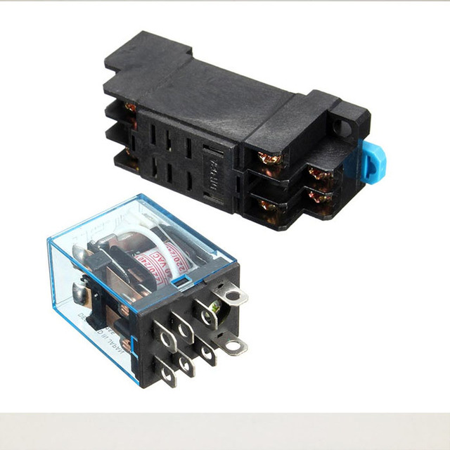 10A Dpdt Relay 12VDC 24VDC 110VAC 220VAC  General Purpose Relay LY2NJ with Power Relay Base Socket 8 Pins