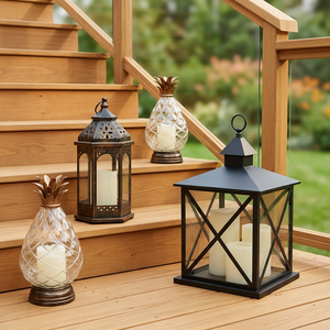 Faroles de Vela LED de Metal Clásicos Negros Decorativos para Exteriores al por Mayor en Diferentes Estilos - Product Image 1