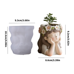 Molde de silicona DIY para velas con diseño floral de niña, molde para adornos de plantas suculentas en maceta, herramienta para velas aromáticas hechas a mano - Product Image 2