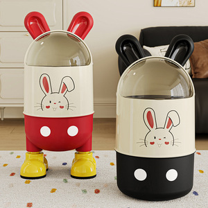 Cute Cartoon Rabbit Ear Trash Can 12L Flip Lid Indoor Storage <b>Bin</b> For Living Room <b>Bedroom</b> - Product Image 4